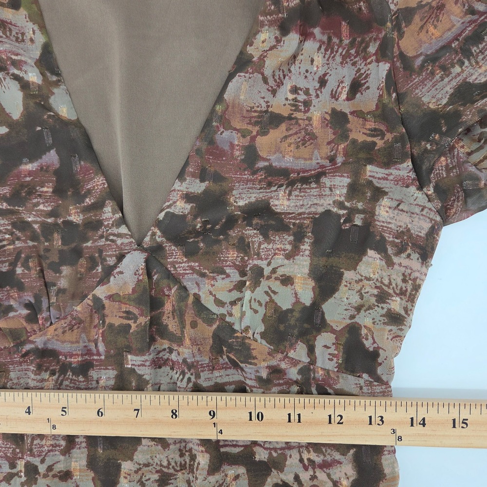 12th Tribe Raindance Long Sleeve Maxi Dress S Brown Floral Abstract Boho - Picture 6 of 10